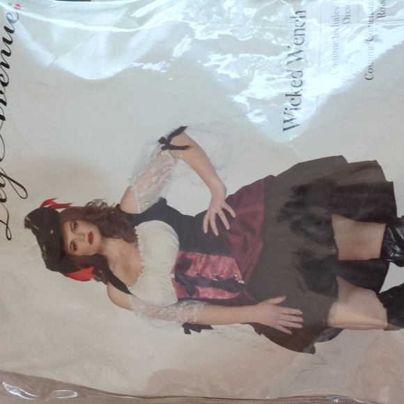 Pirate Adventure Halloween Women's Size Costume 1X-2X- White, Pink, and Black - Picture 3 of 5